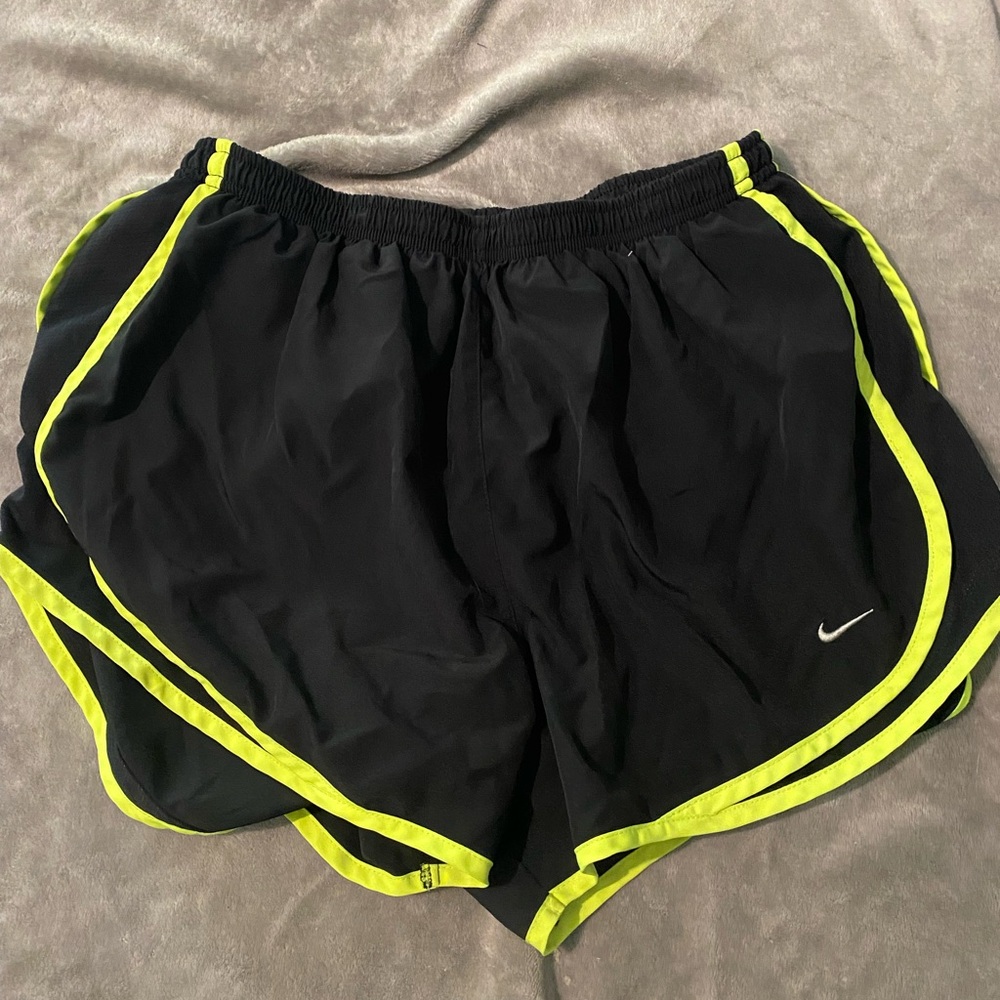 Nike Women's Black and Yellow Running Shorts